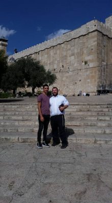 With the Stuchiner Rebbe's nephew at the Tomb of the Patriarchs in Hevron.