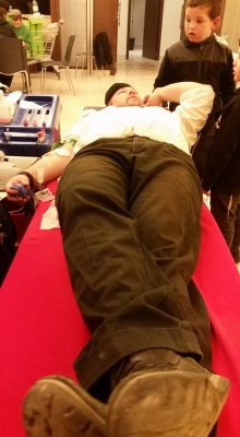 After all the hard work today, still time to give a little precious life-saving blood! 