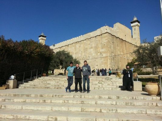 In front of the Tomb of the Patriarchs in Hevron.